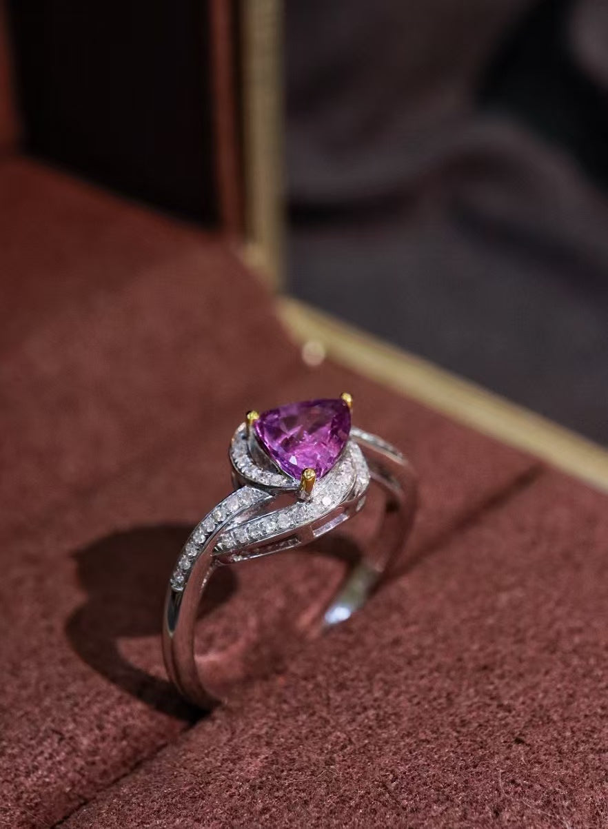 18K gold unheated purple sapphire ring💍