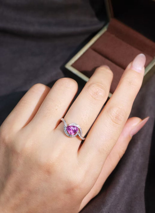 18K gold unheated purple sapphire ring💍