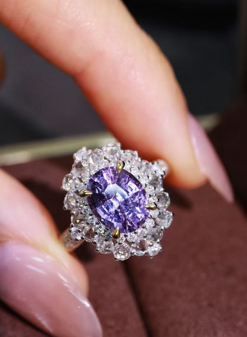 18K gold unheated purple sapphire ring💍