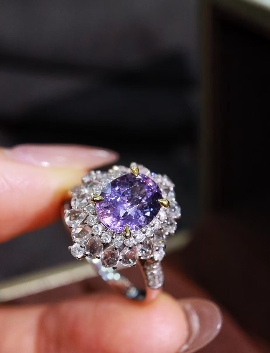 18K gold unheated purple sapphire ring💍