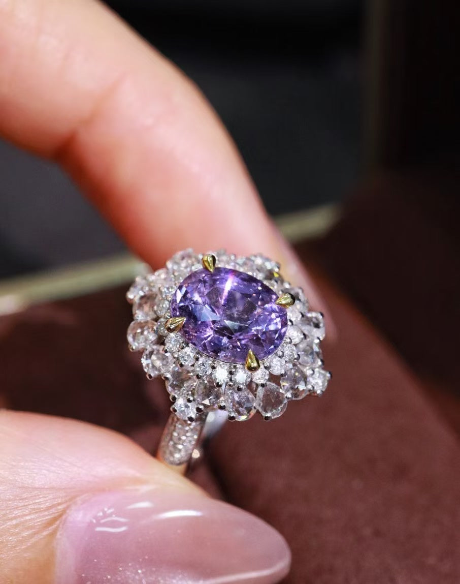 18K gold unheated purple sapphire ring💍