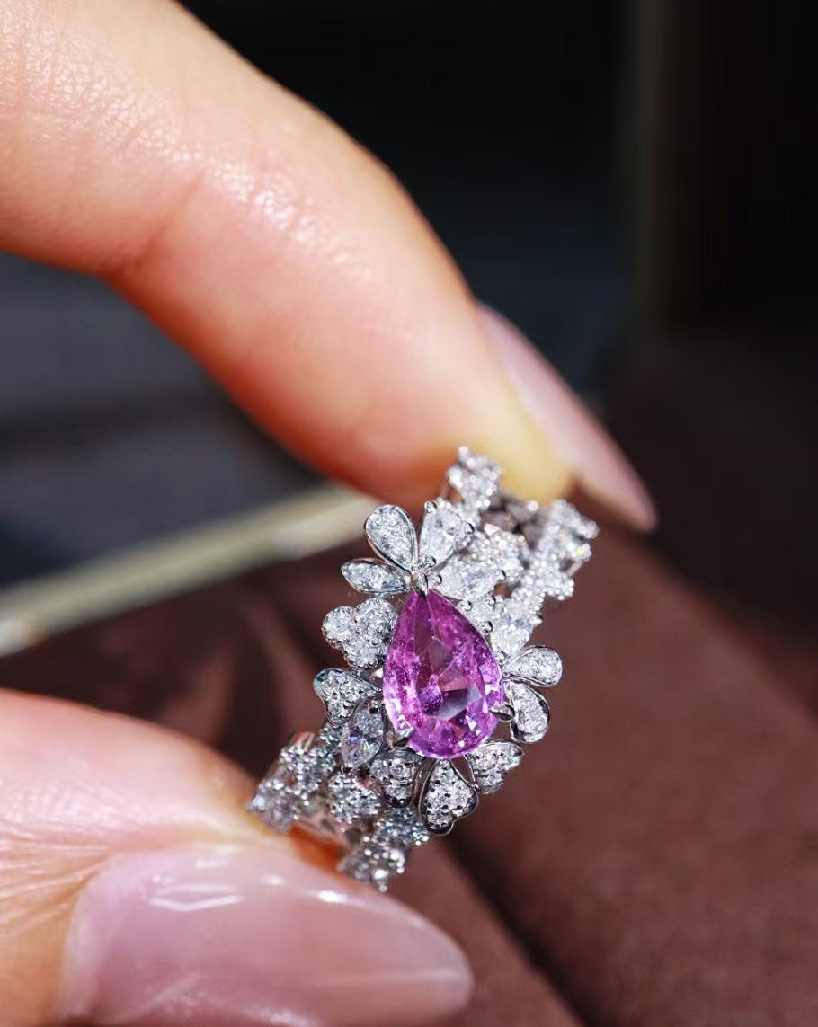 18K gold unheated pink sapphire ring💍