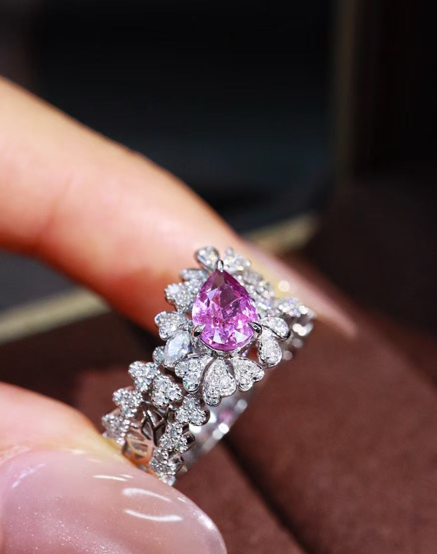 18K gold unheated pink sapphire ring💍