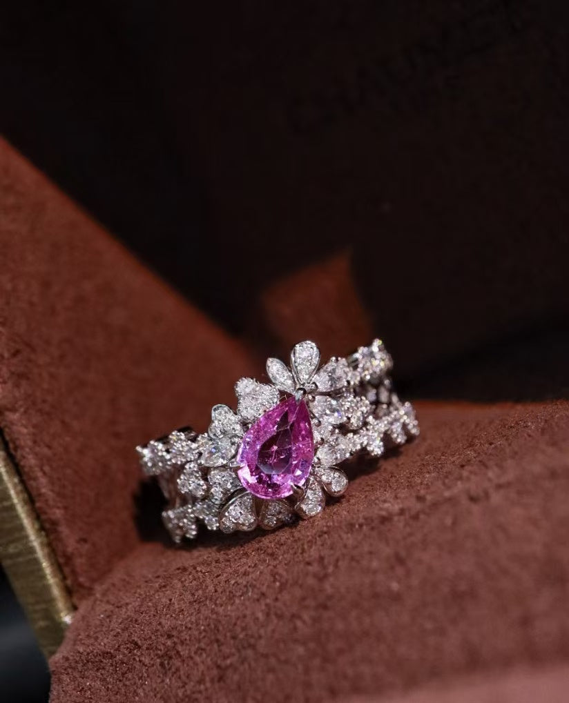 18K gold unheated pink sapphire ring💍