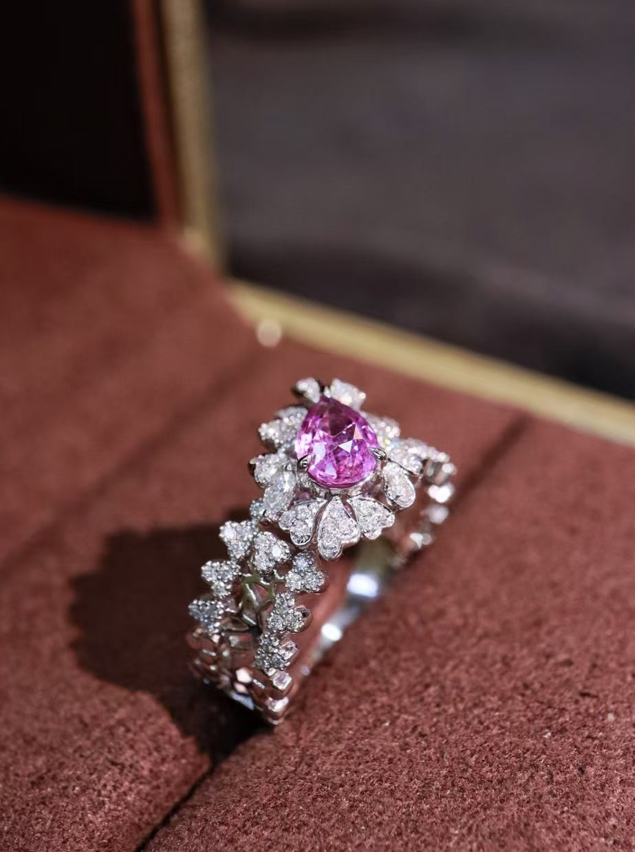 18K gold unheated pink sapphire ring💍