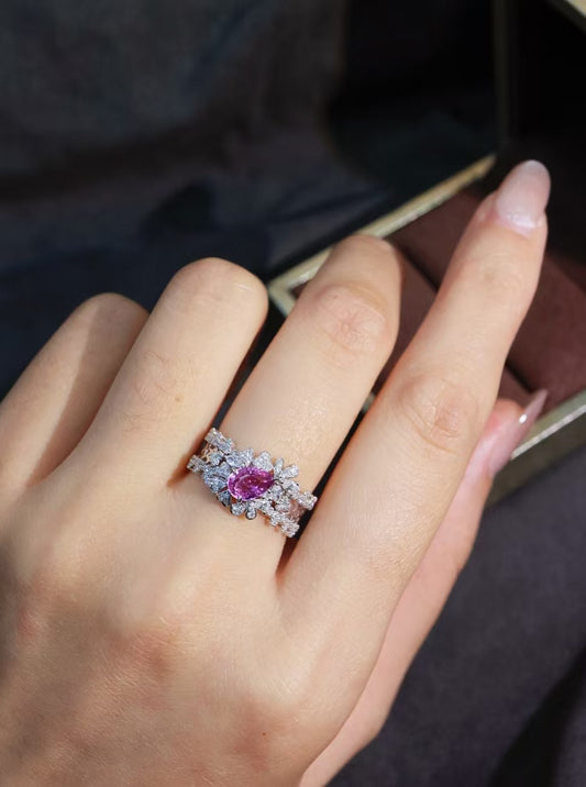 18K gold unheated pink sapphire ring💍