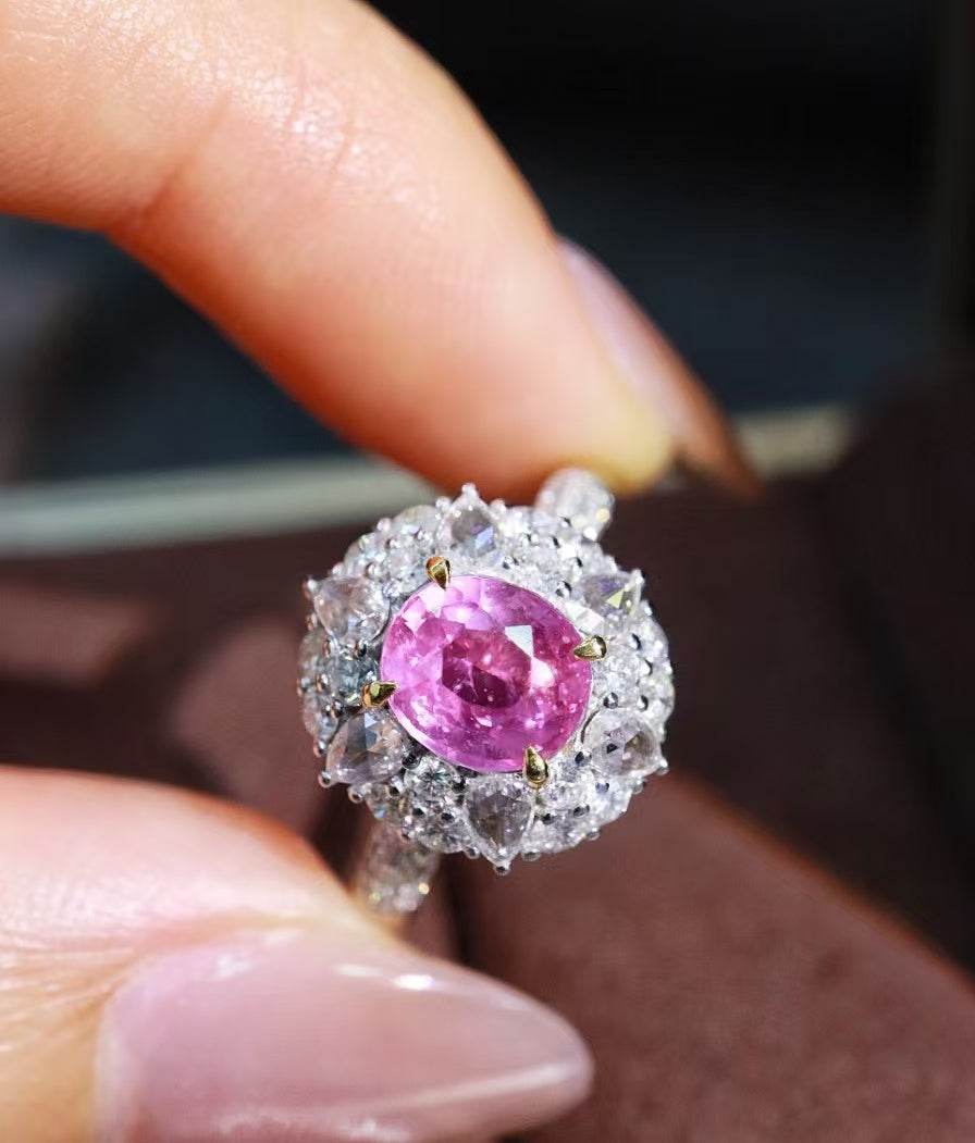 18K unheated pink sapphire ring💍