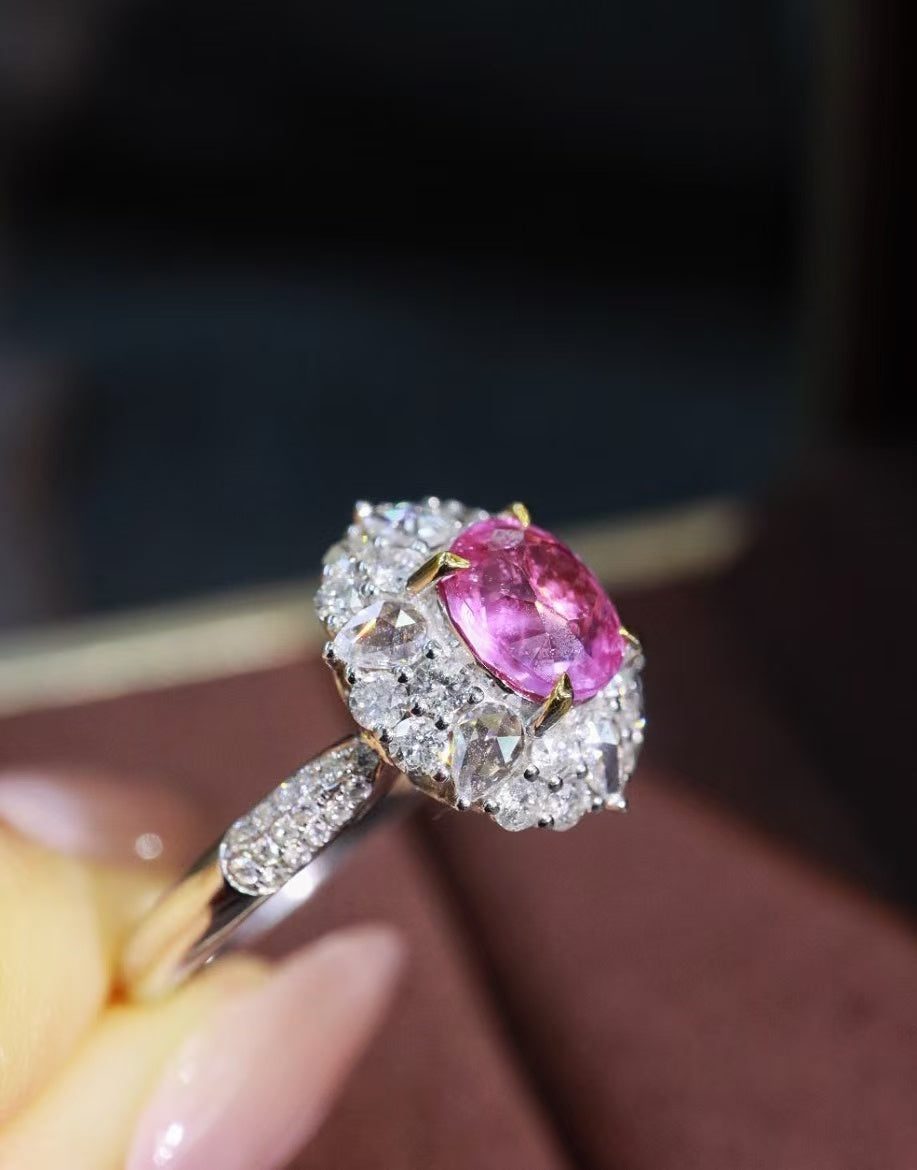 18K unheated pink sapphire ring💍