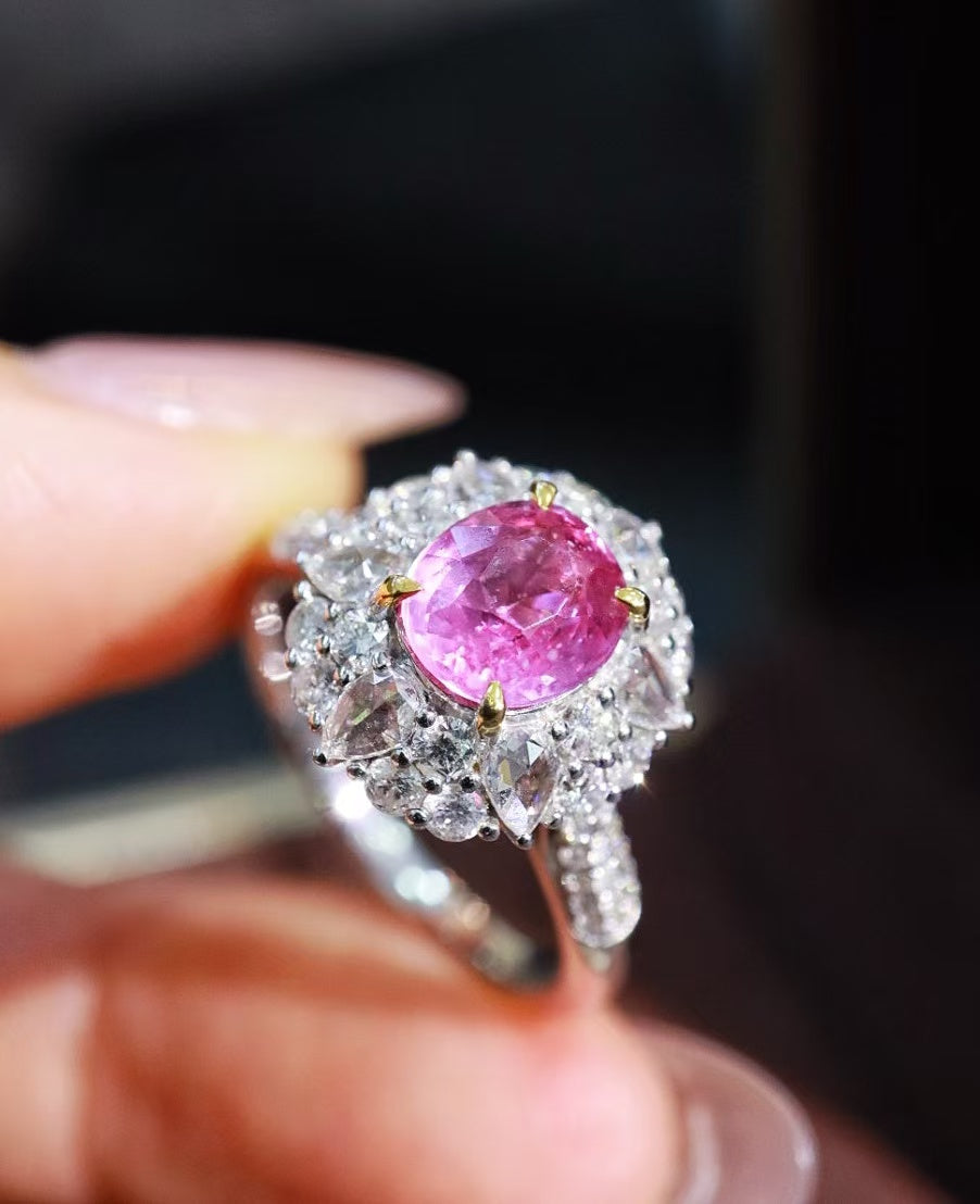 18K unheated pink sapphire ring💍