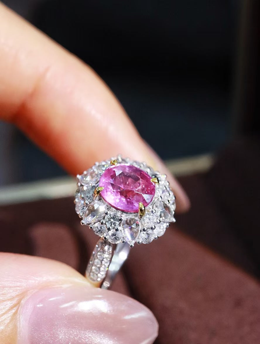 18K unheated pink sapphire ring💍