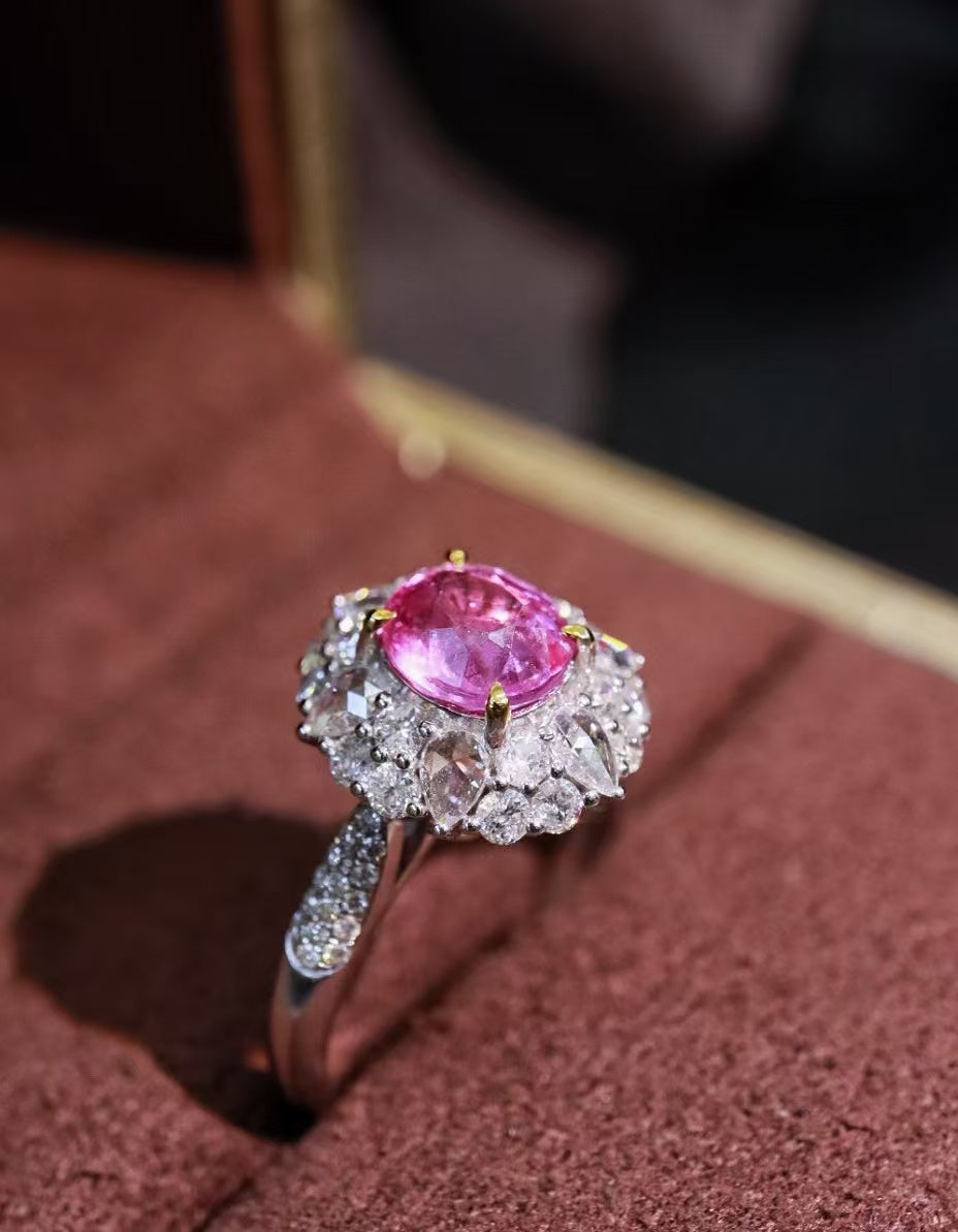 18K unheated pink sapphire ring💍