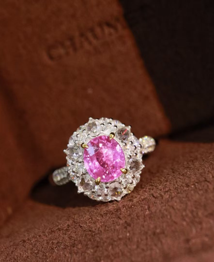 18K unheated pink sapphire ring💍