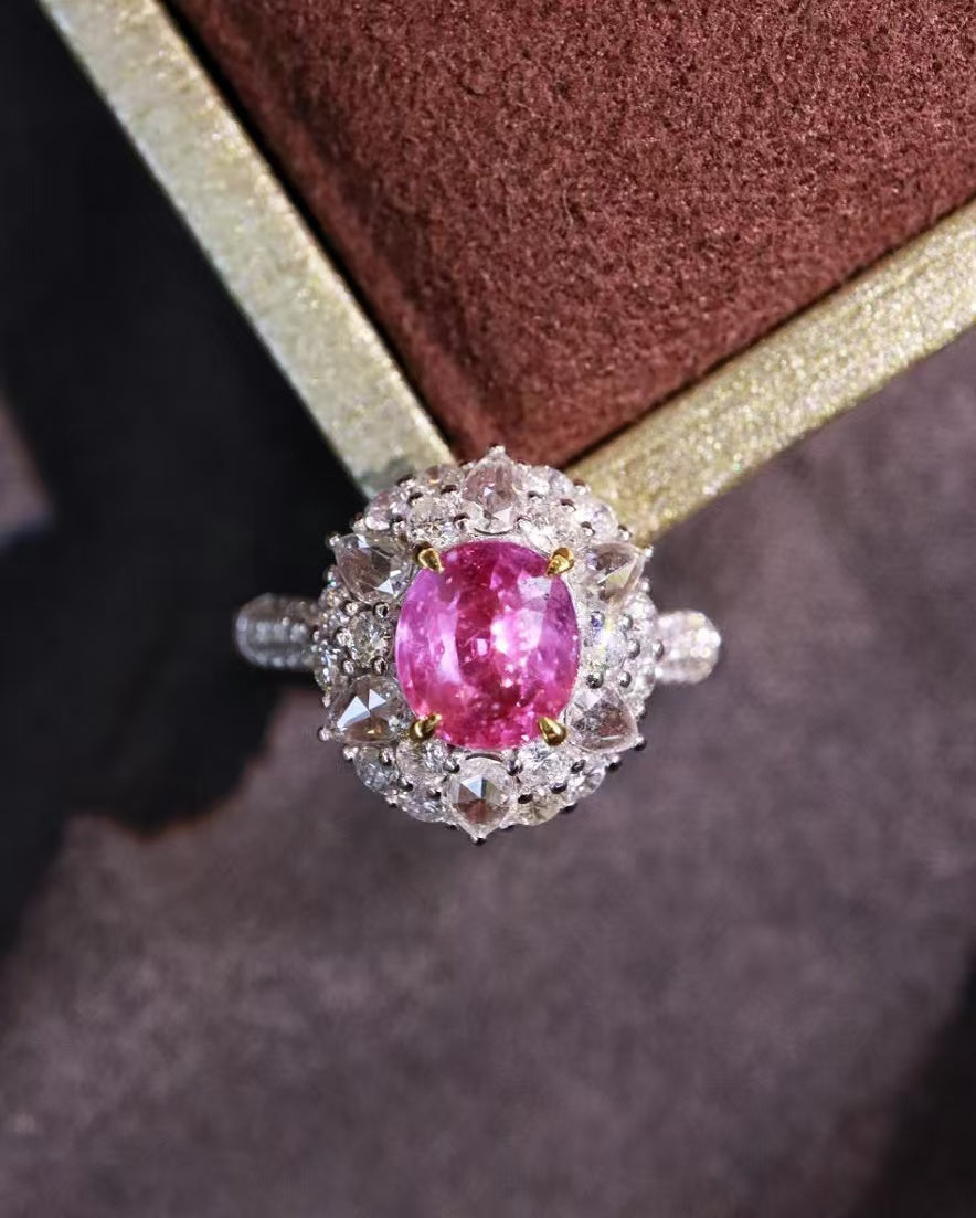 18K unheated pink sapphire ring💍