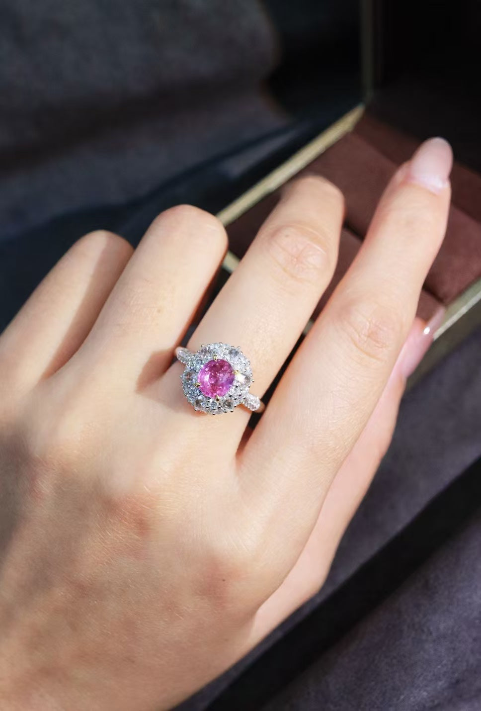 18K unheated pink sapphire ring💍