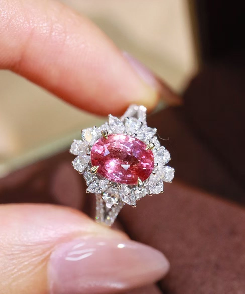 18K gold unheated pink sapphire ring💍