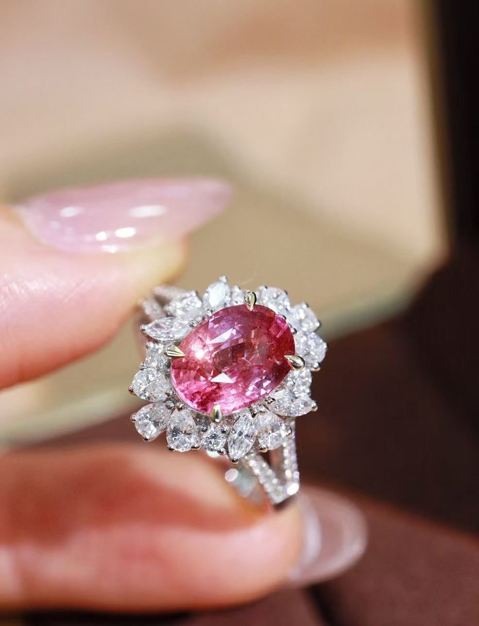 18K gold unheated pink sapphire ring💍