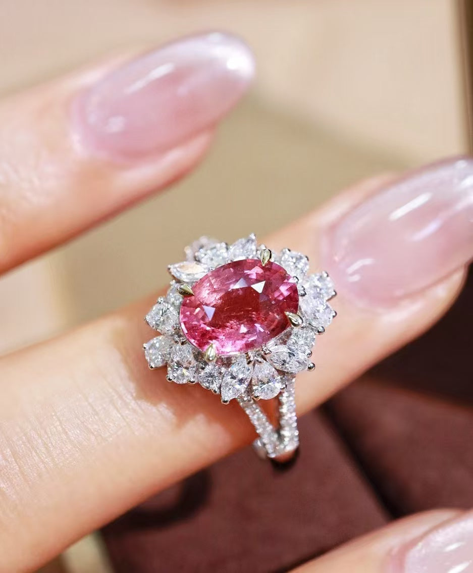 18K gold unheated pink sapphire ring💍