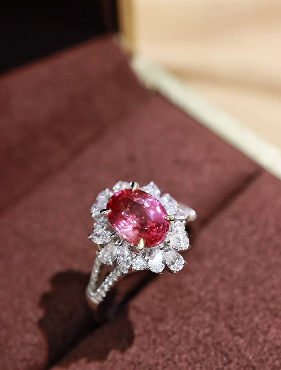 18K gold unheated pink sapphire ring💍