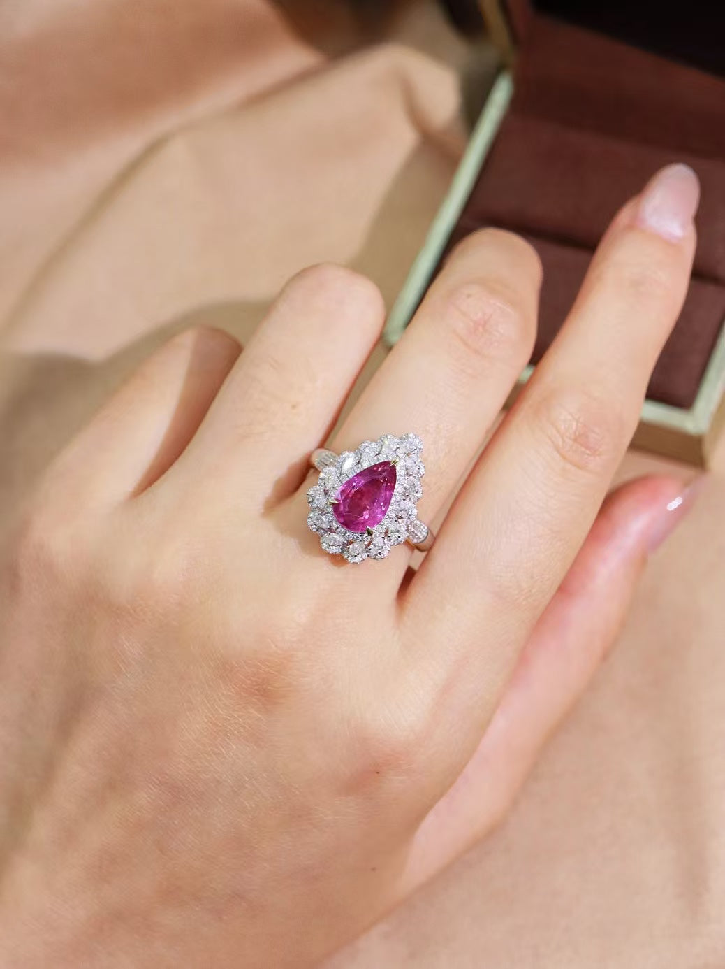 18K gold unheated pink sapphire ring💍