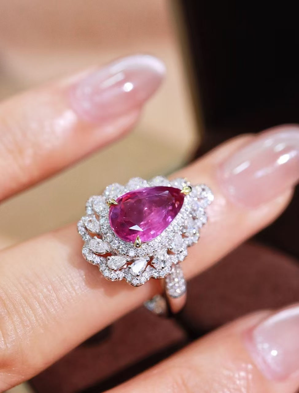 18K gold unheated pink sapphire ring💍