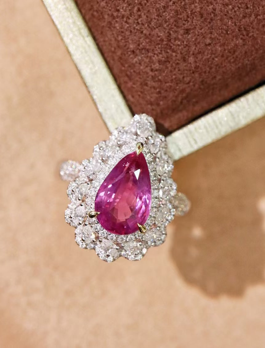 18K gold unheated pink sapphire ring💍