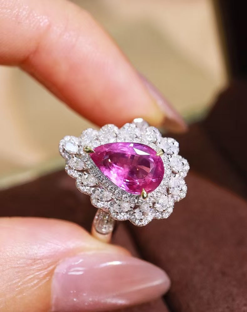 18K gold unheated pink sapphire ring💍