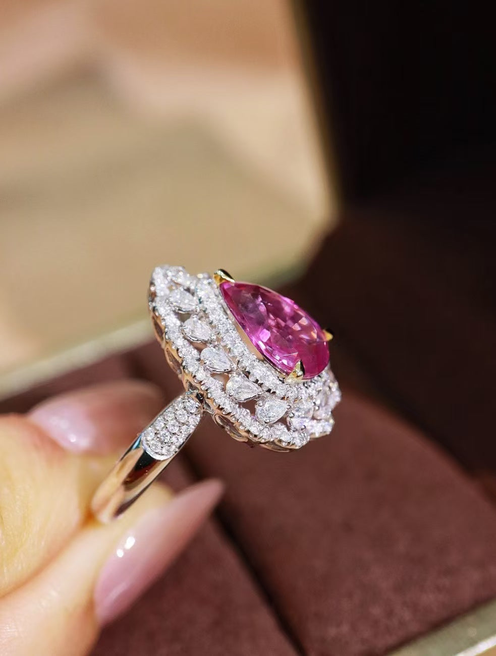 18K gold unheated pink sapphire ring💍