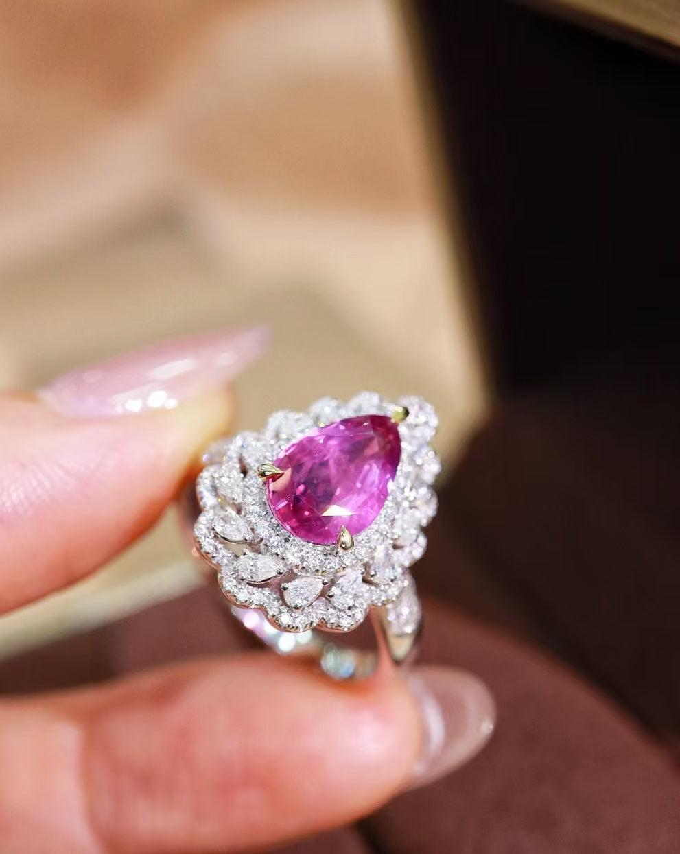 18K gold unheated pink sapphire ring💍