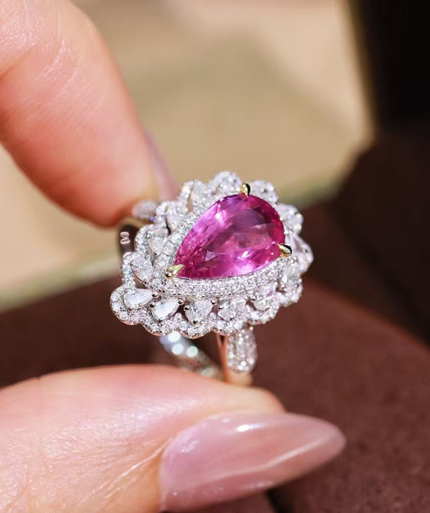 18K gold unheated pink sapphire ring💍