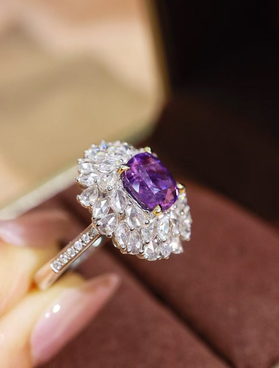 18K unheated purple sapphire ring💍