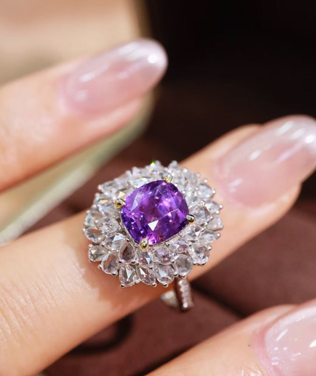 18K unheated purple sapphire ring💍