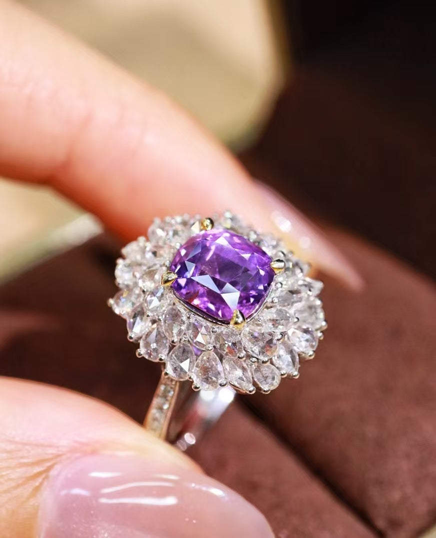 18K unheated purple sapphire ring💍