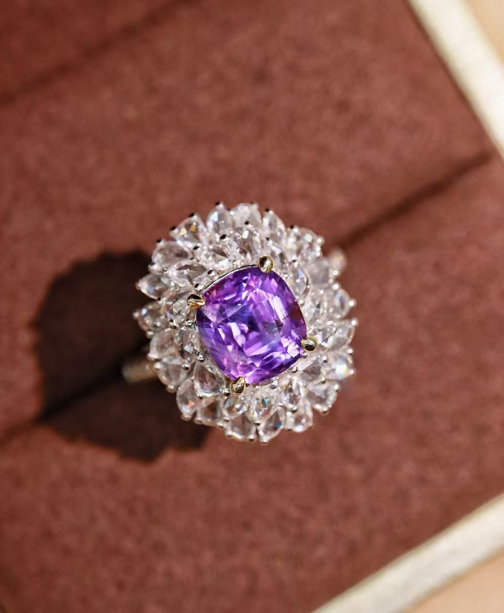 18K unheated purple sapphire ring💍