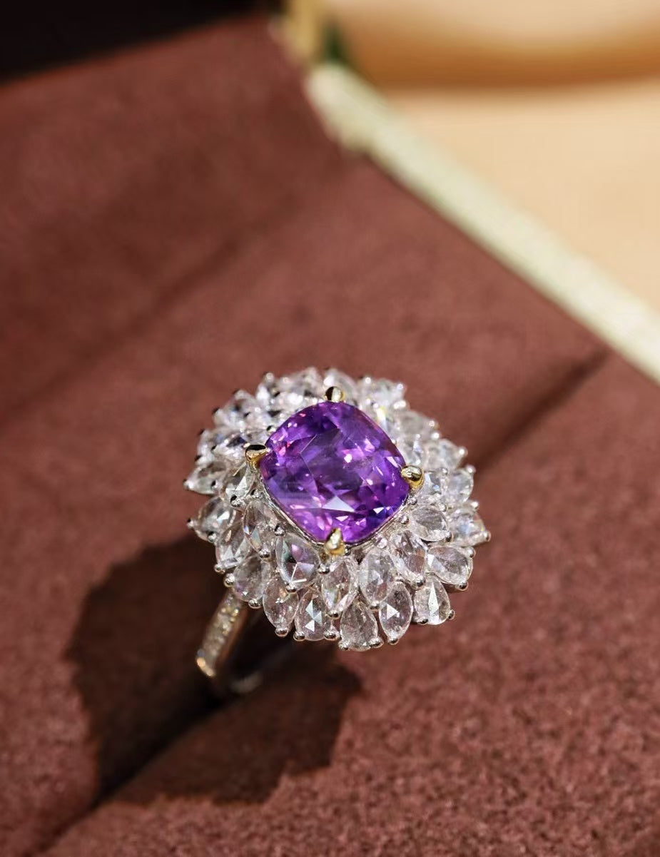 18K unheated purple sapphire ring💍