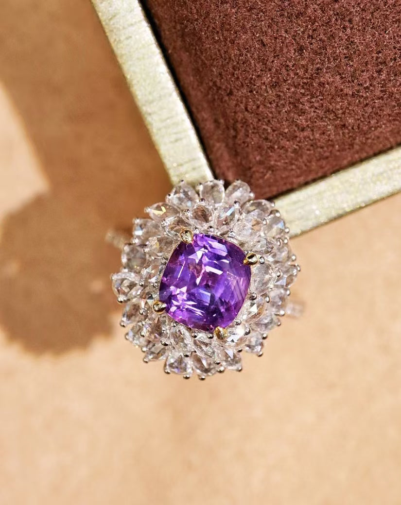 18K unheated purple sapphire ring💍