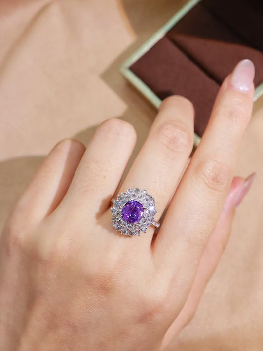 18K unheated purple sapphire ring💍