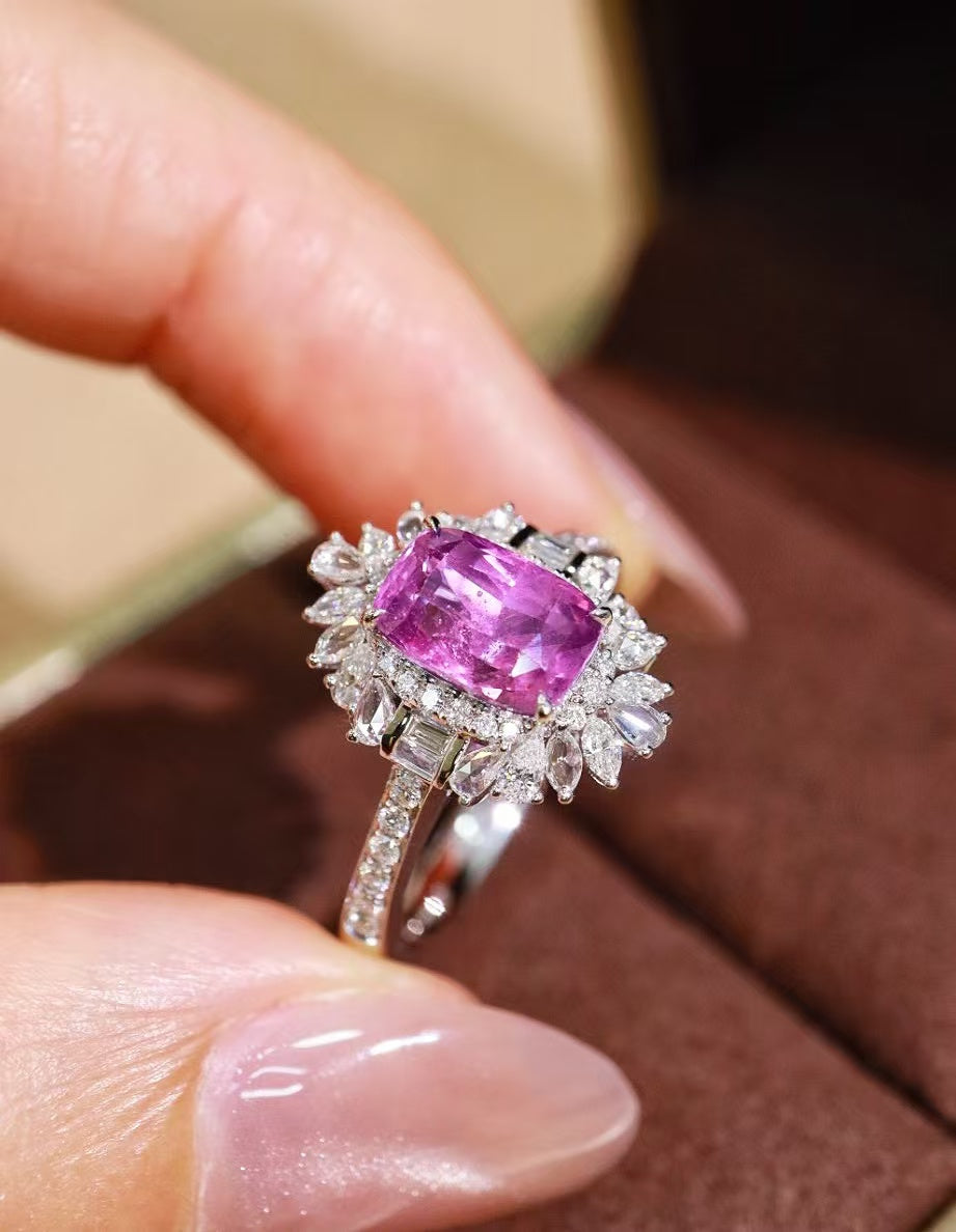 18K gold unheated purple sapphire ring💍