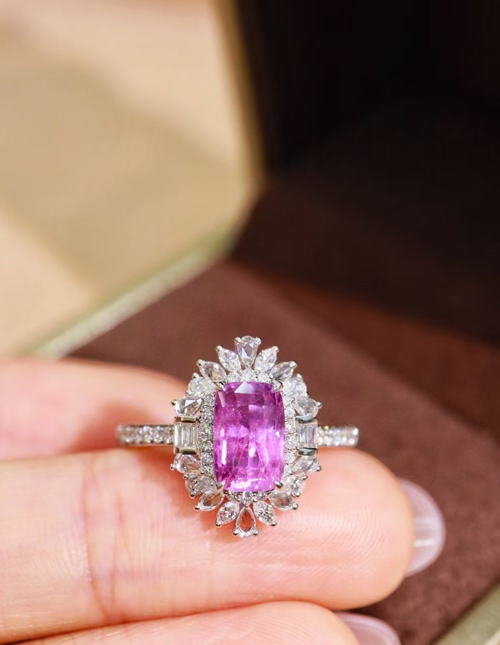 18K gold unheated purple sapphire ring💍