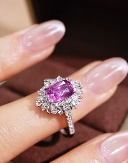 18K gold unheated purple sapphire ring💍