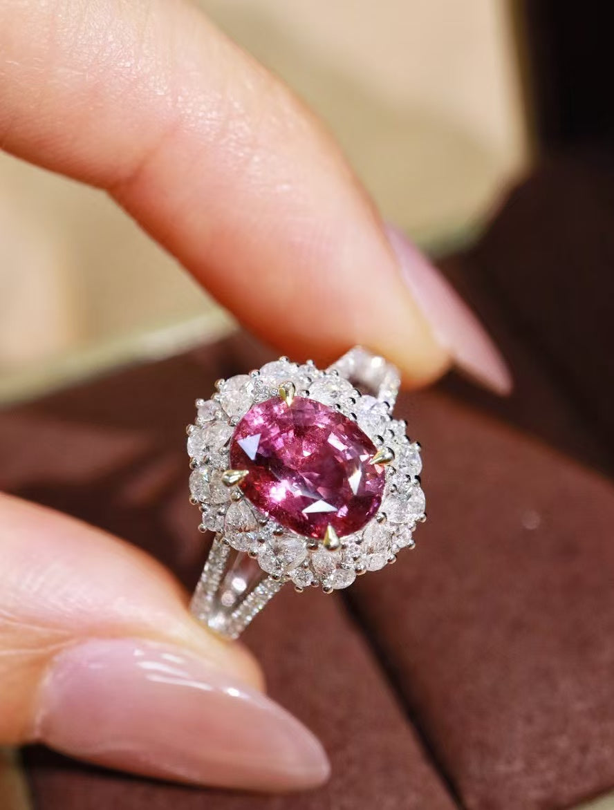 18K natural unheated pink sapphire ring💍