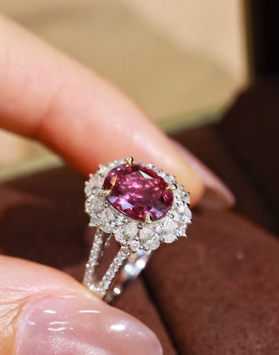 18K natural unheated pink sapphire ring💍