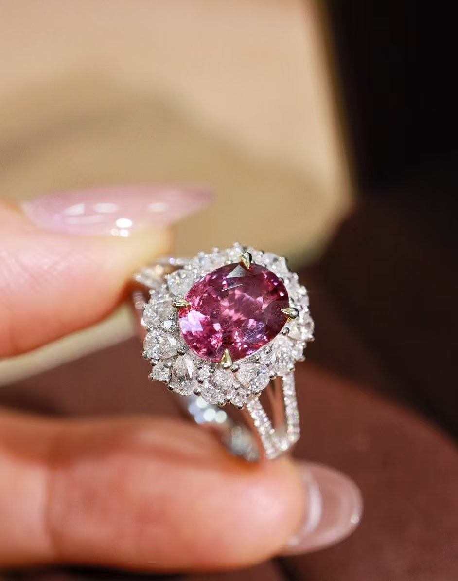 18K natural unheated pink sapphire ring💍