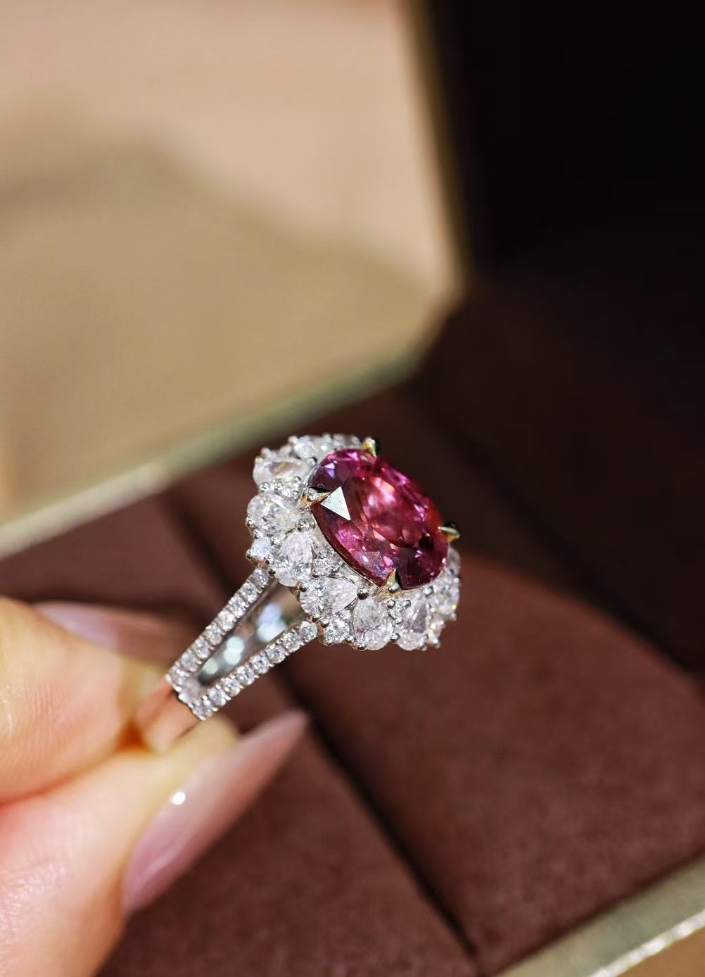 18K natural unheated pink sapphire ring💍