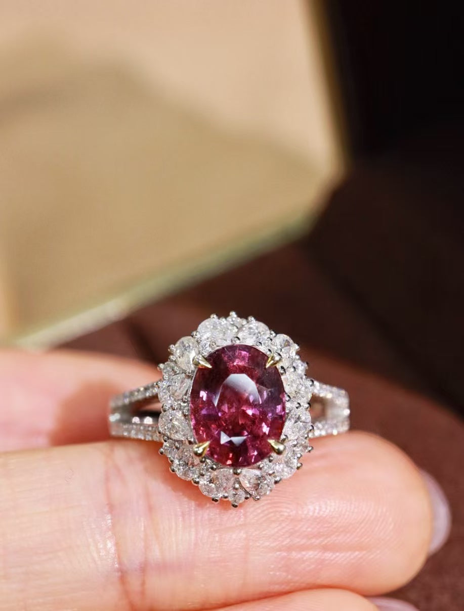 18K natural unheated pink sapphire ring💍