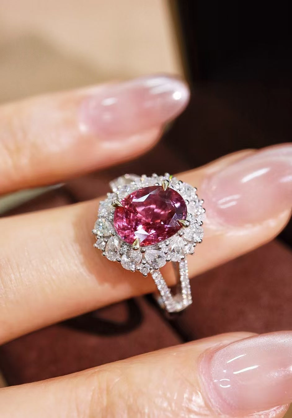 18K natural unheated pink sapphire ring💍