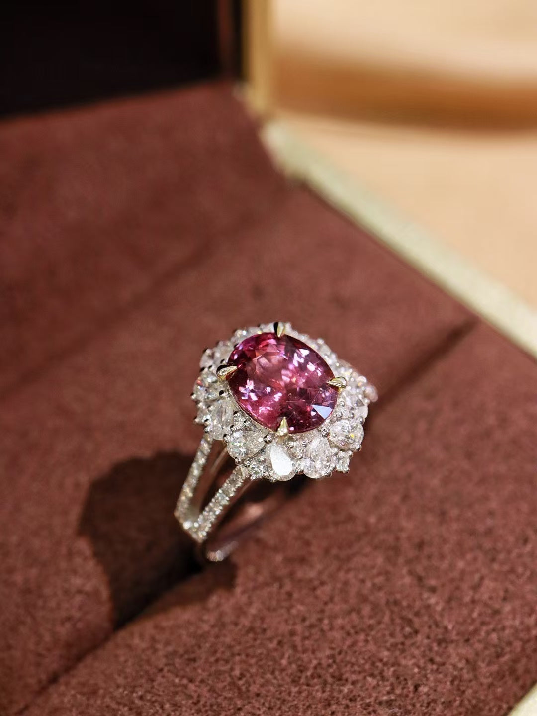 18K natural unheated pink sapphire ring💍