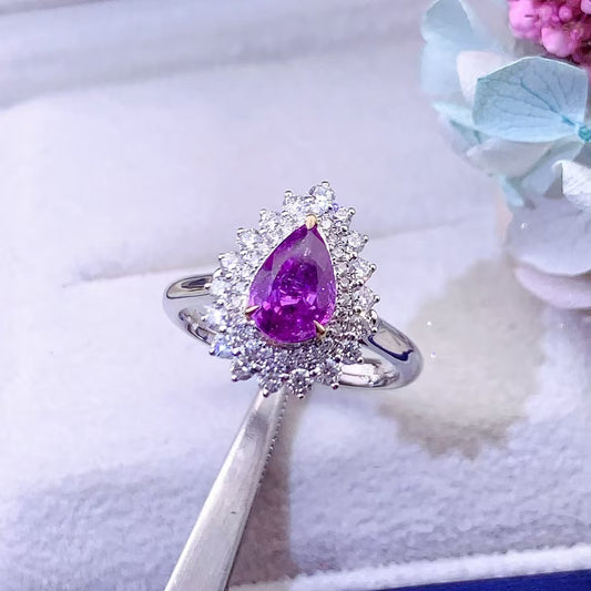 Extremely romantic | Unheated violet sapphire ring and pendant for two wears