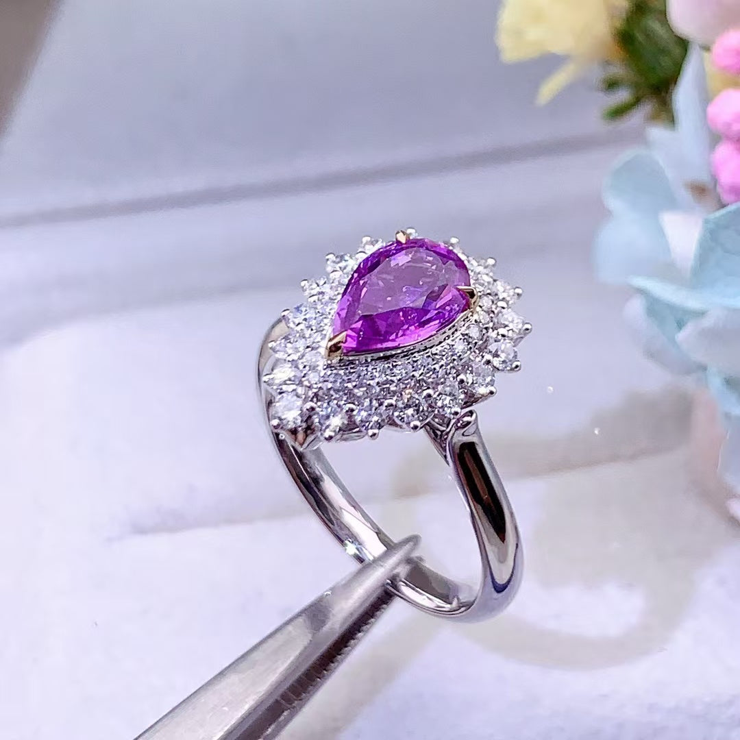 Extremely romantic | Unheated violet sapphire ring and pendant for two wears