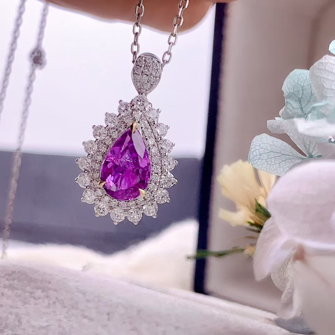 Extremely romantic | Unheated violet sapphire ring and pendant for two wears