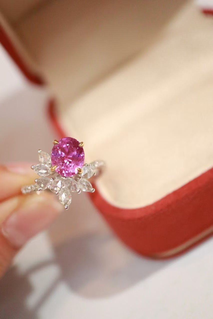 18k unheated sapphire ring padparadscha